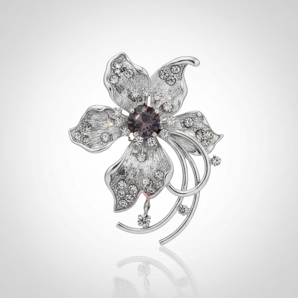 Brooch -Amethyst Stone Flower