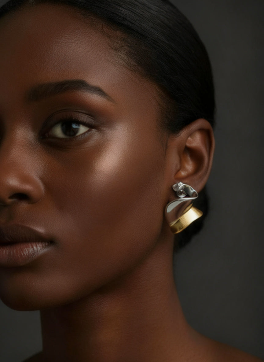 Two Toned Twist Earrings