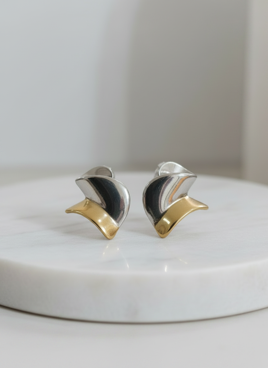 Two Toned Twist Earrings